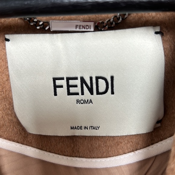 FENDI jacket teddy coat 38 40 small faux shearling logo women’s wool blazer - Picture 5 of 16